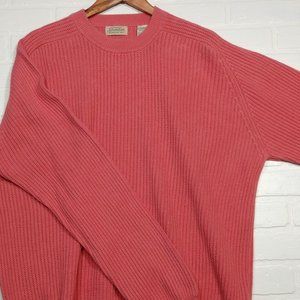 St. Johns Bay men's cotton warm pink long sleeve sweater size XL